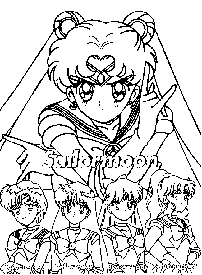 Coloriage de Sailor Moon en pleine action avec son sceptre