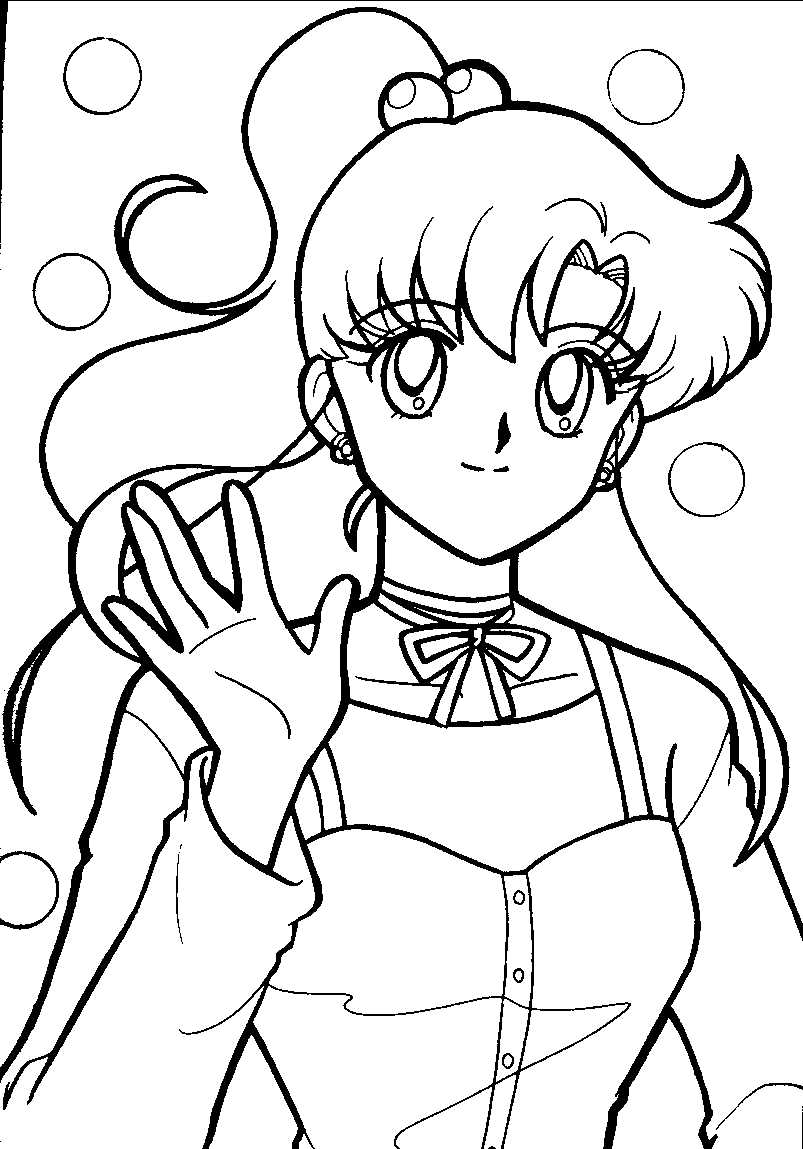 Coloriage de Sailor Moon en pleine action avec ses amis