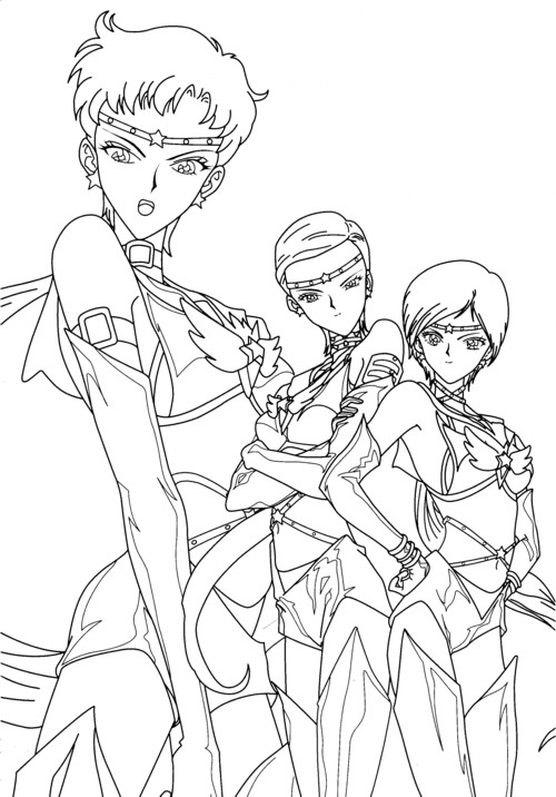 Coloriage de Sailor Moon en pleine action avec son allié Luna