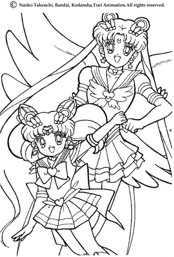 Coloriage de Sailor Moon en pleine action avec ses alliés