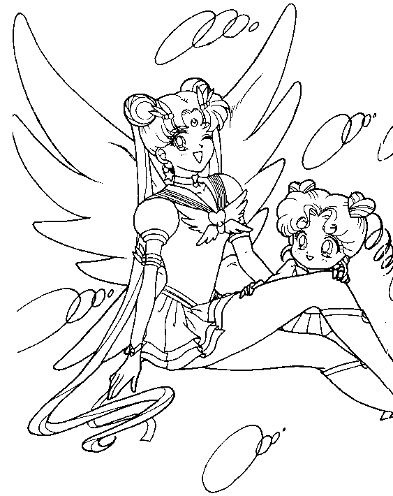 Coloriage de Sailor Moon en pleine action avec son bâton magique