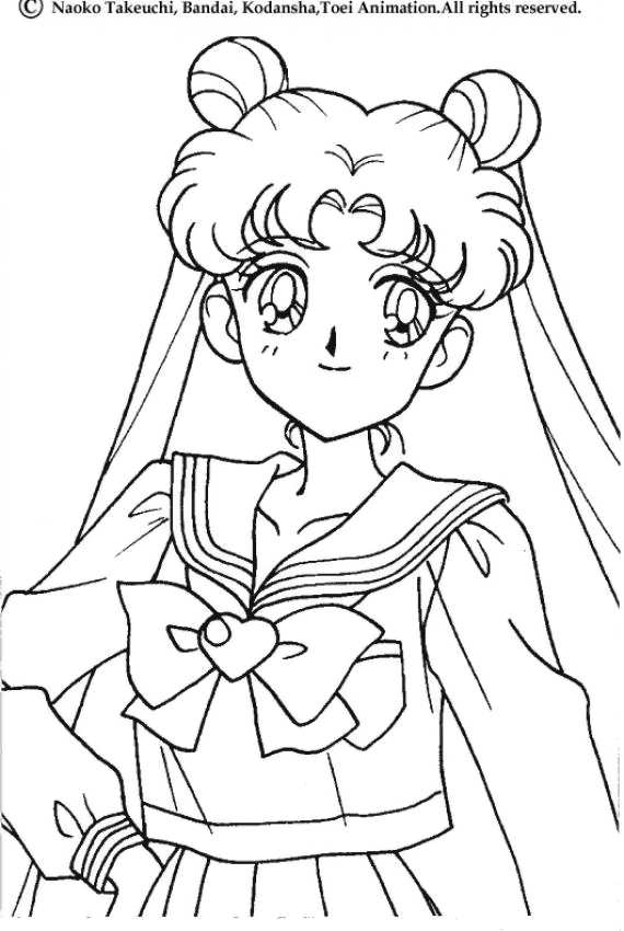 Coloriage de Sailor Moon en pleine action avec ses amis