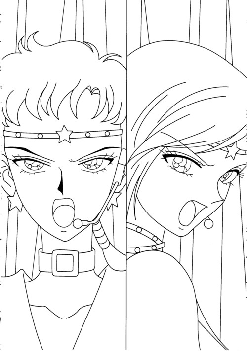 Coloriage de Sailor Moon en pleine action avec ses amis