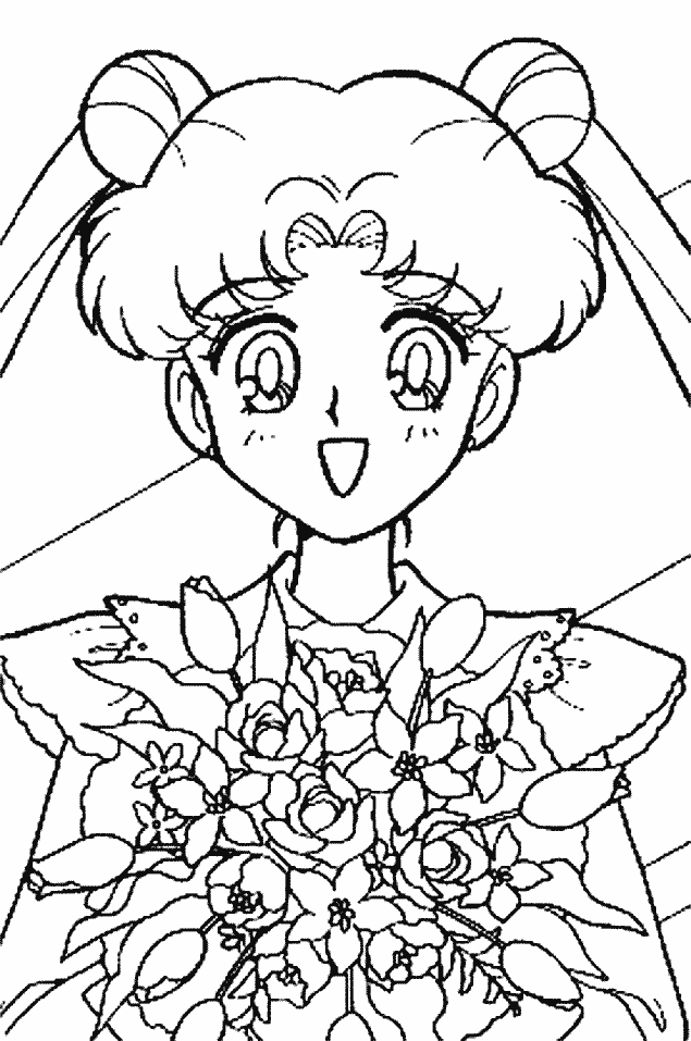 Coloriage de Sailor Moon en pleine action avec ses amis