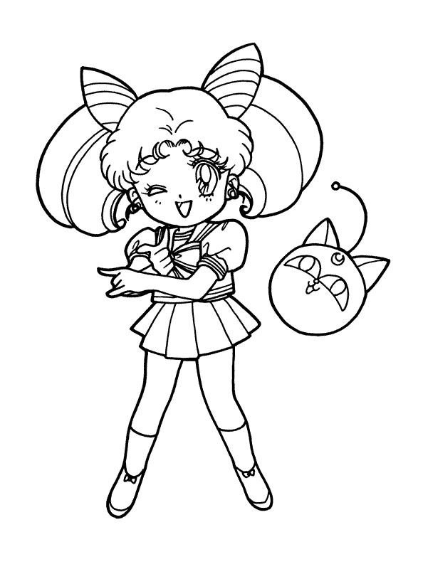 Coloriage de Sailor Moon en pleine transformation avec un décor étoilé