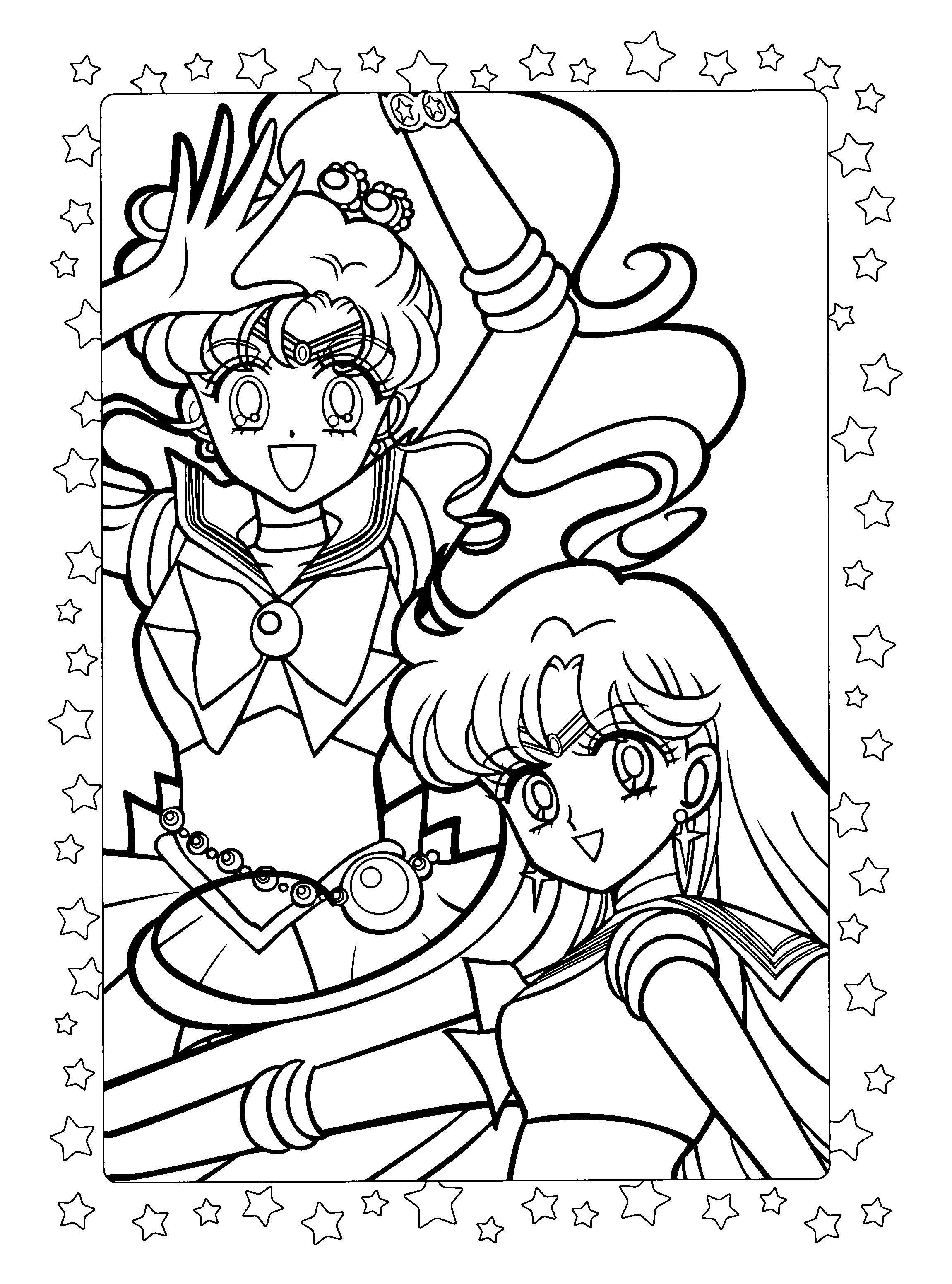Coloriage de Sailor Moon avec son costume emblématique et son fidèle compagnon Luna Coloriage de Sailor Moon avec son costume emblématique et son fidèle compagnon Luna