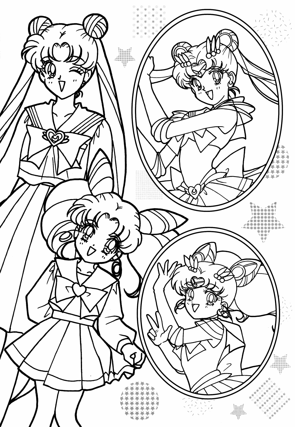 Coloriage de Sailor Moon en pleine action avec son chat Luna