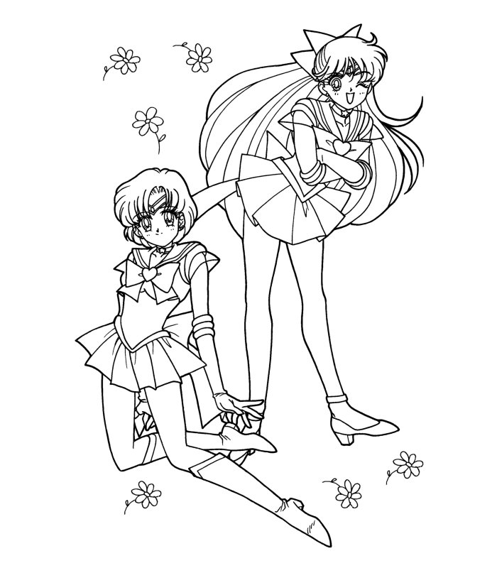 Coloriage de Sailor Moon en pleine action dans un décor de ville