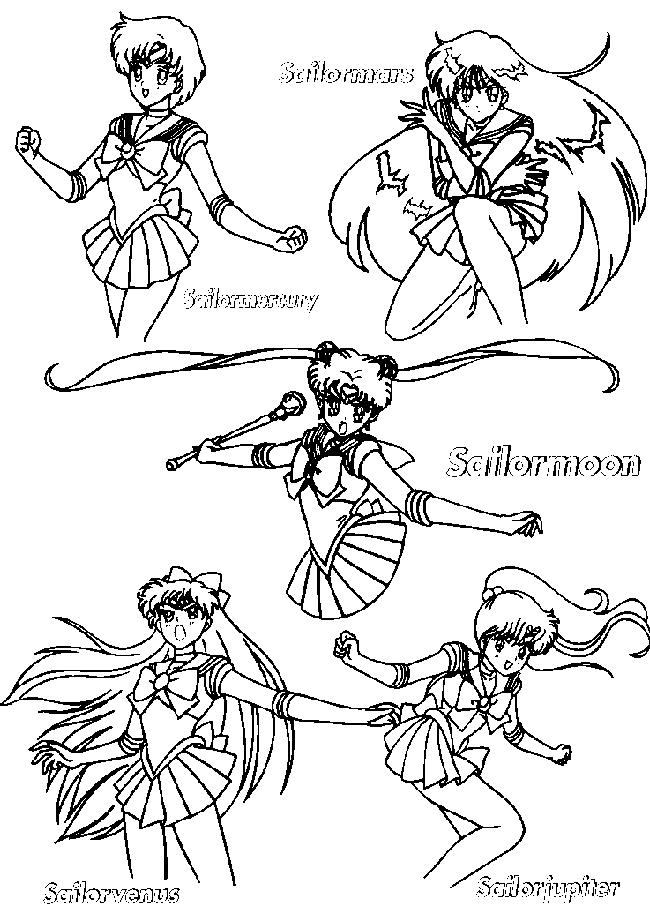 Coloriage de Sailor Moon en pleine action avec son bâton magique