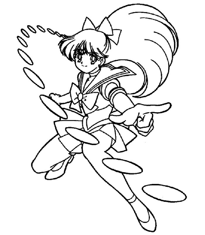 Coloriage de Sailor Moon en pleine action avec sa transformation