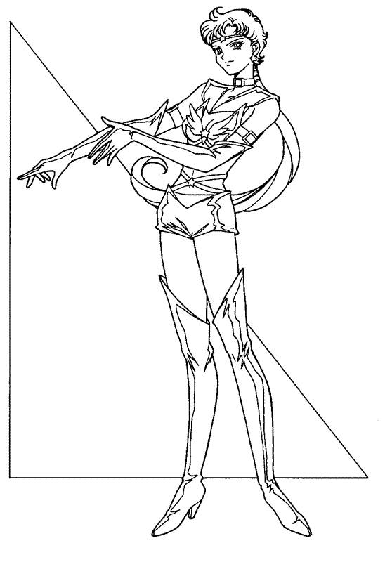 Coloriage de Sailor Moon avec ses amis dans un décor dynamique