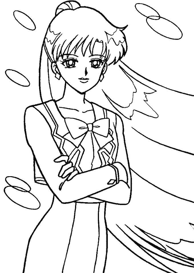 Coloriage de Sailor Moon en pleine action dans un décor dynamique