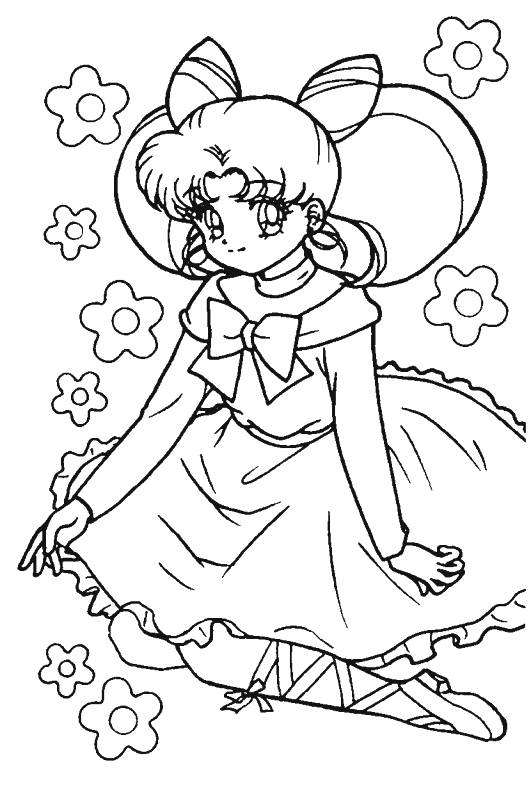 Coloriage de Sailor Moon en pleine action avec ses amis
