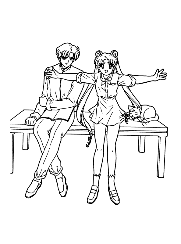 Coloriage de Sailor Moon en pleine transformation