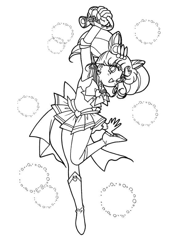 Coloriage de Sailor Moon en pleine action avec son fidèle compagnon Luna Coloriage de Sailor Moon en pleine action avec son fidèle compagnon Luna