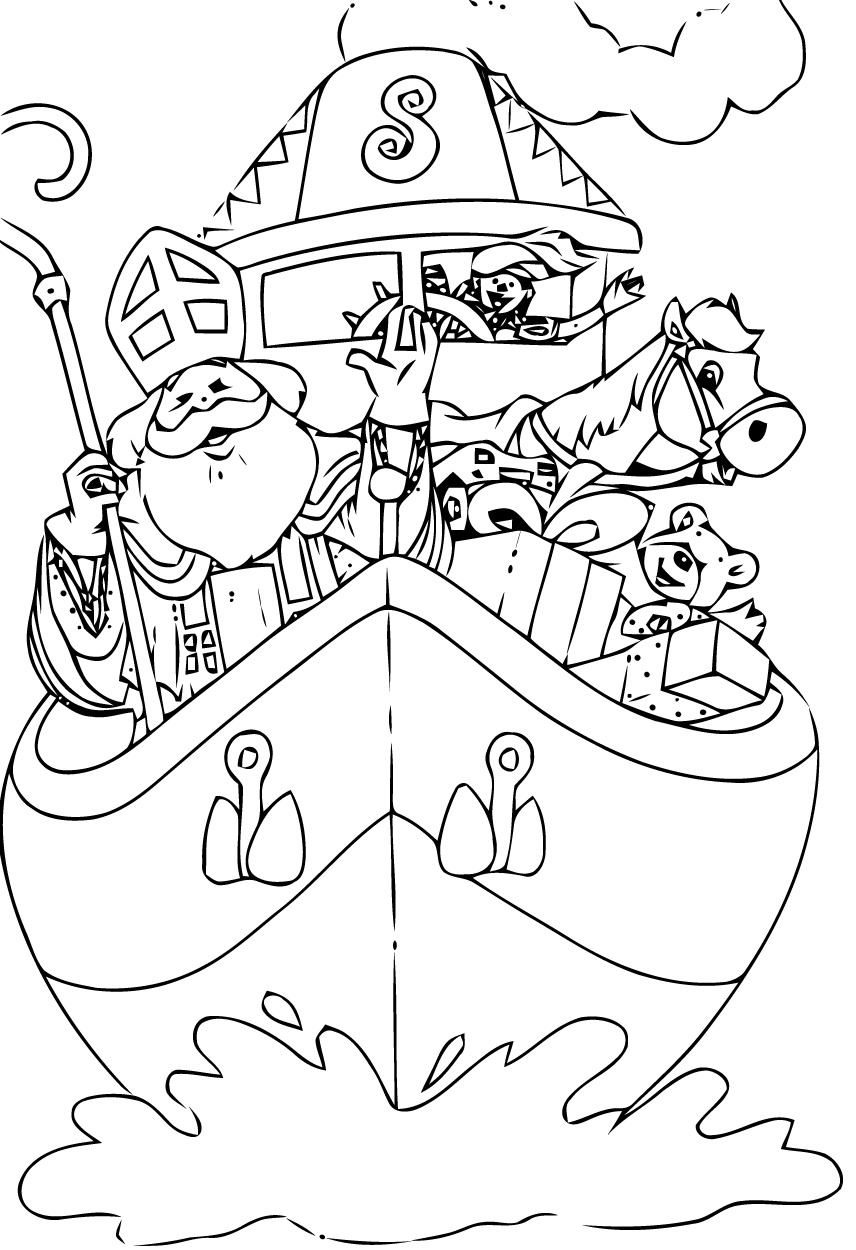 Saint Nicolas en pleine distribution de cadeaux aux enfants