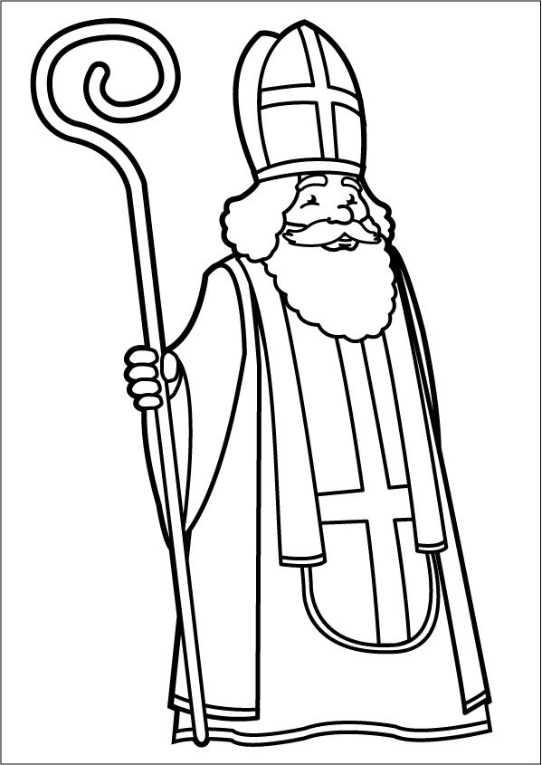 Saint Nicolas avec sa hotte de cadeaux entouré d'enfants joyeux