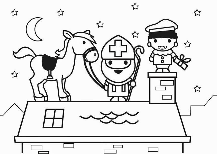 Coloriage de Saint Nicolas avec sa mitre et son bâton pastoral