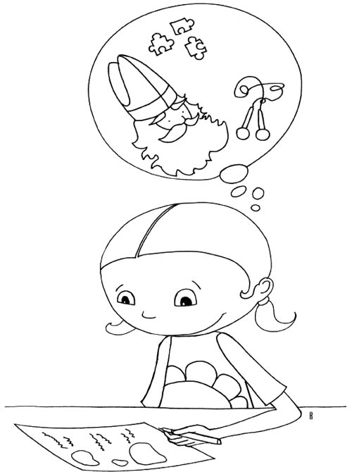 Saint Nicolas avec sa hotte, entouré d'enfants émerveillés