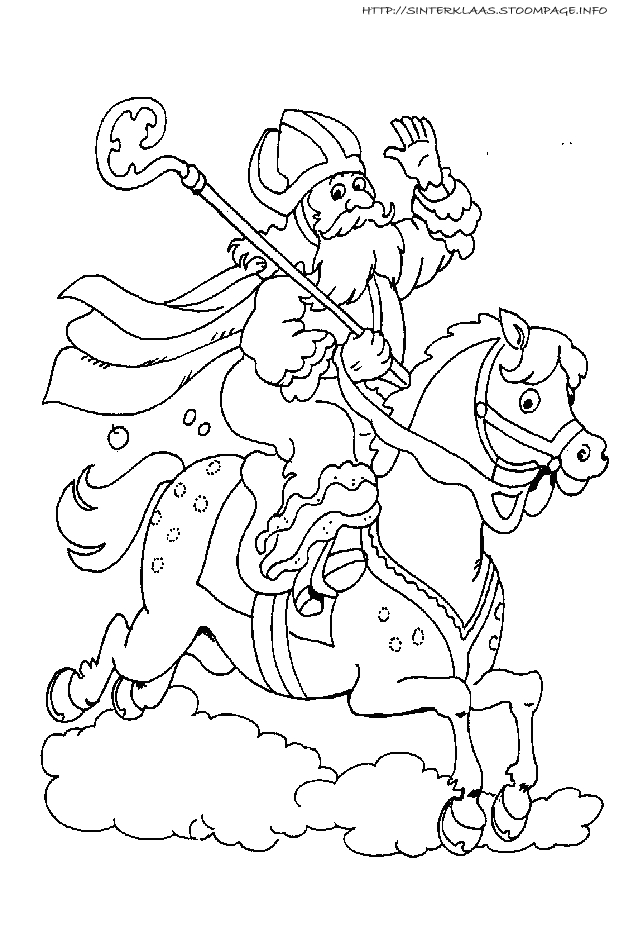 Coloriage de Saint Nicolas tenant un livre, entouré d'enfants admiratifs