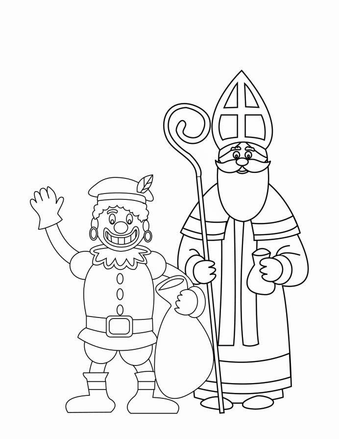 Saint Nicolas avec sa hotte dans un décor hivernal