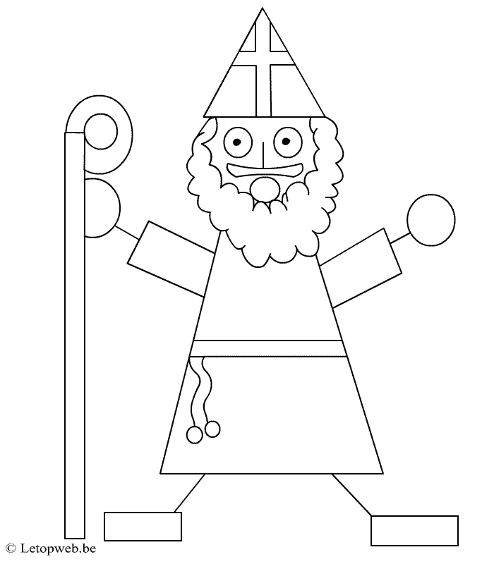 Coloriage de Saint Nicolas avec son âne dans un paysage d'hiver