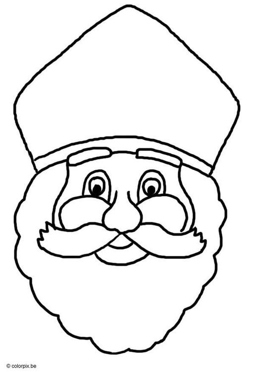 Saint Nicolas avec son manteau et sa hotte dans un décor hivernal