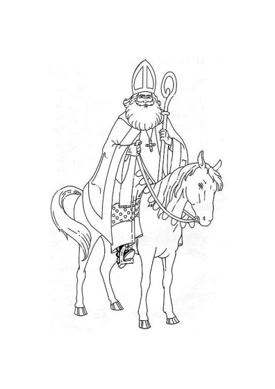 Saint Nicolas avec un livre dans un décor festif