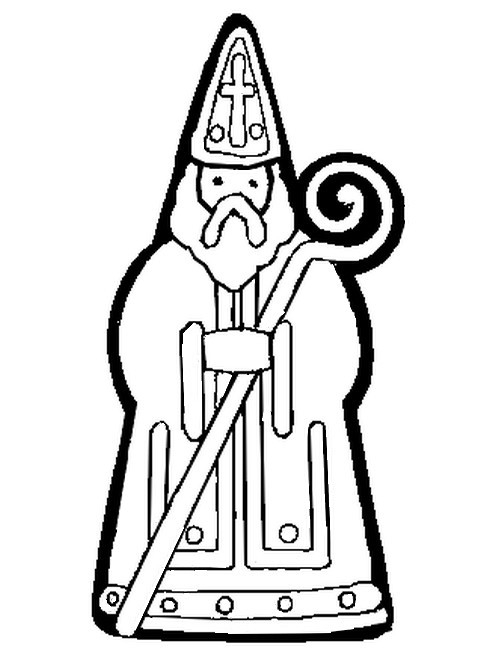 Saint Nicolas avec son bâton dans un décor hivernal