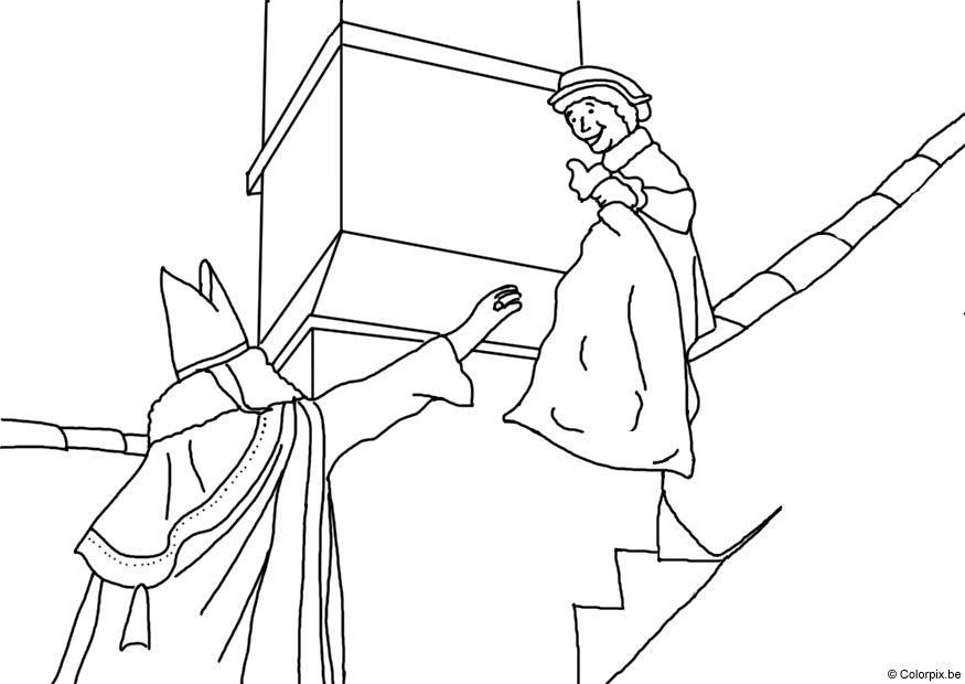 Saint Nicolas avec sa hotte remplie de cadeaux