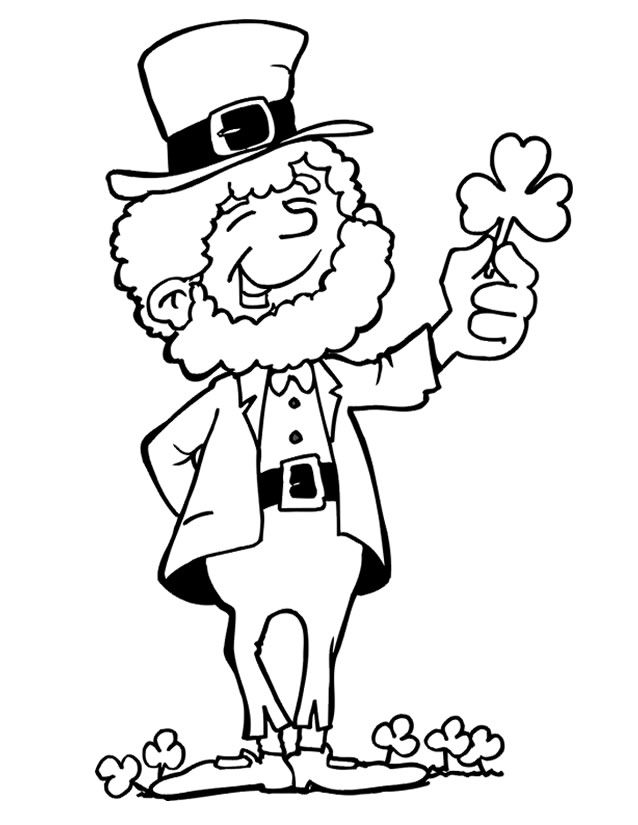 Coloriage de la Saint-Patrick avec un chevalier et un arc-en-ciel