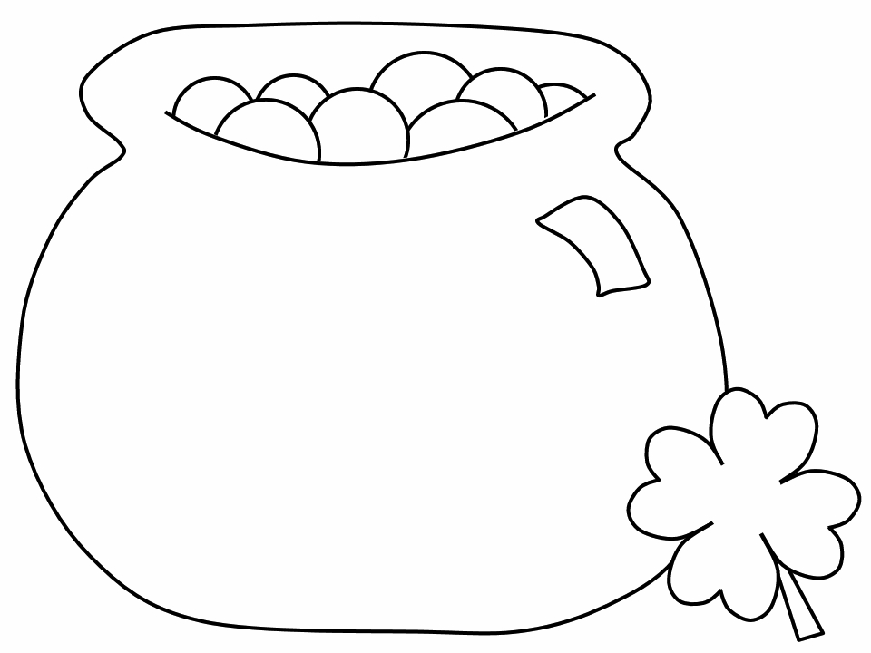 Coloriage de la Saint-Patrick avec un trèfle et un leprechaun joyeux