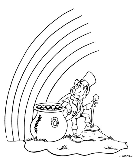 Coloriage de la Saint-Patrick avec un trèfle et un chaudron