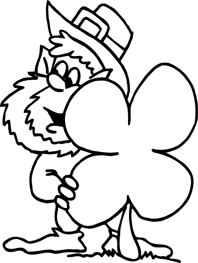 Coloriage de la Saint-Patrick avec un chapeau de lutin et un pot d'or
