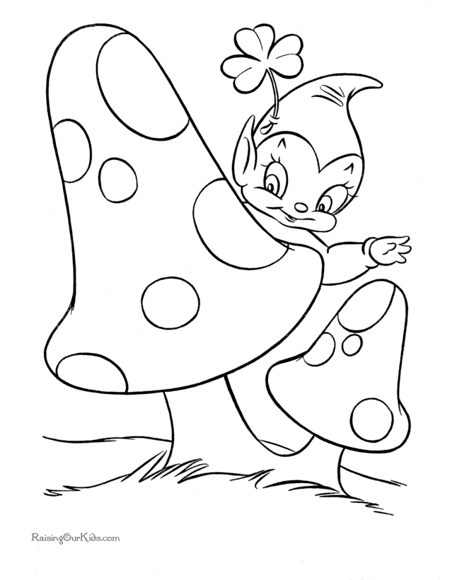 Coloriage de la Saint-Patrick avec un leprechaun et un arc-en-ciel