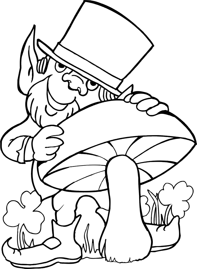 Coloriage de la Saint-Patrick avec un trèfle et un pot d'or