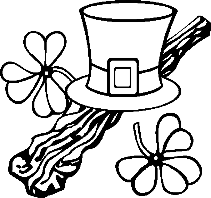 Coloriage représentant un leprechaun et un pot d'or dans un décor de Saint-Patrick
