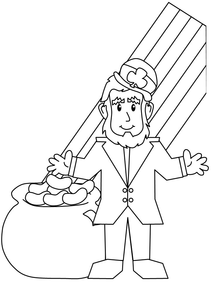 Coloriage de la Saint-Patrick avec un chaudron et un arc-en-ciel