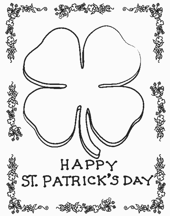 Coloriage de la Saint-Patrick avec un personnage au chapeau haut de forme et des trèfles