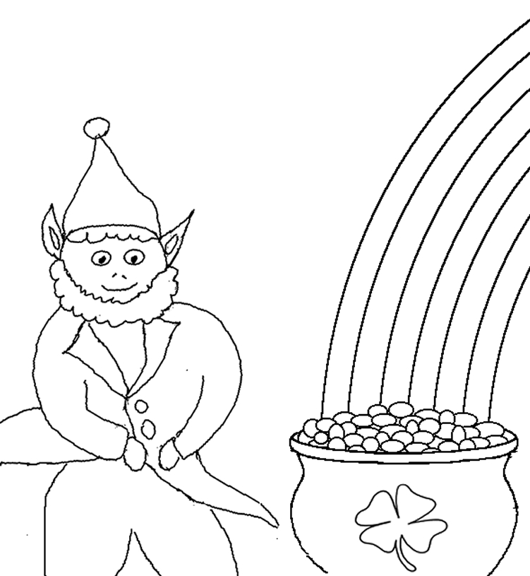 Coloriage de la Saint-Patrick avec un trèfle et un chapeau