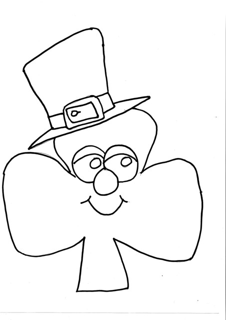 Coloriage de la Saint-Patrick avec un trèfle et des symboles irlandais