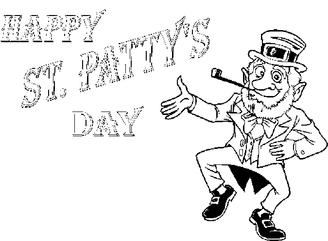Coloriage de la Saint-Patrick avec un trèfle et un pot d'or