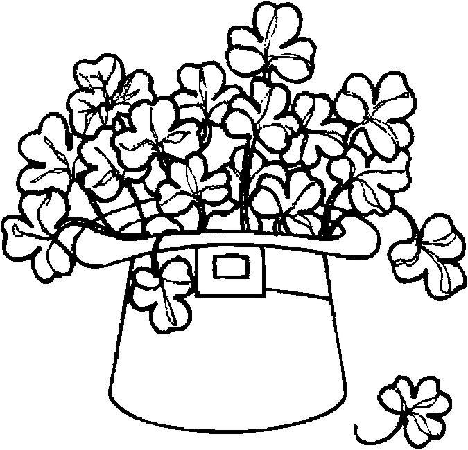 Coloriage de la Saint-Patrick avec un trèfle et un leprechaun