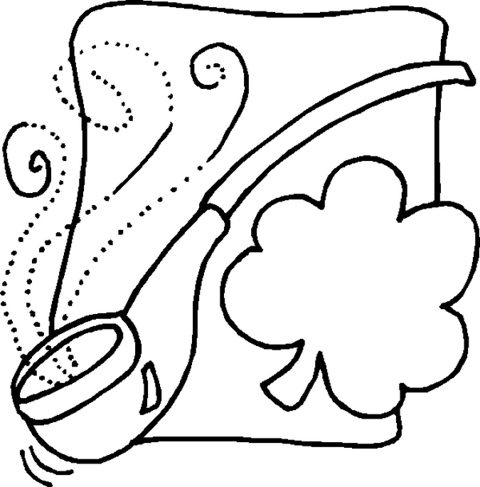 Coloriage d'une scène festive de la Saint-Patrick avec un trèfle et un chapeau