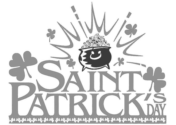 Coloriage de la Saint-Patrick avec un lutins et un chaudron rempli de pièces d'or