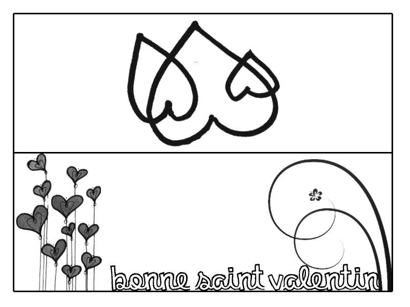 Coloriage de Saint-Valentin avec des cœurs et des amoureux
