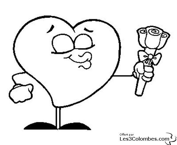 Coloriage de la Saint-Valentin avec un couple amoureux entouré de cœurs