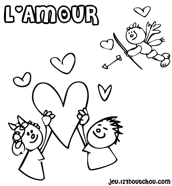 Scène de Saint-Valentin avec un couple entouré de cœurs