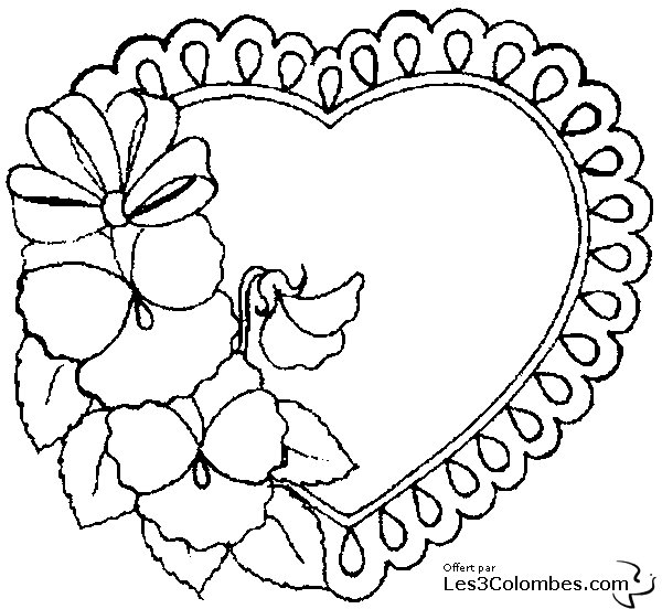 Coloriage de Saint-Valentin avec des cœurs et des motifs romantiques