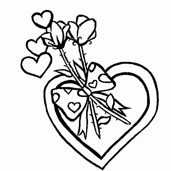 Coloriage de la Saint-Valentin avec des cœurs et des personnages amoureux
